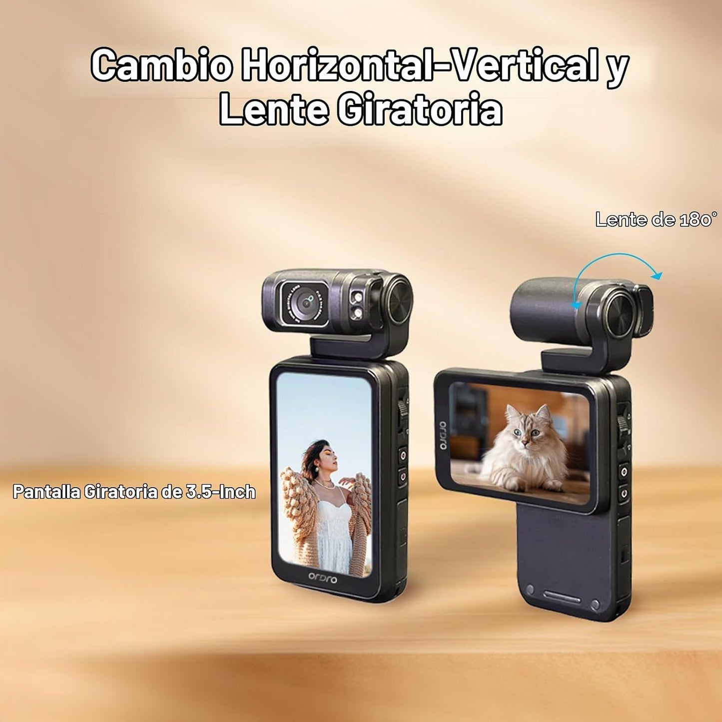 ORDRO Videocámara de video 5K, cámara digital portátil M3 48MP UHD...