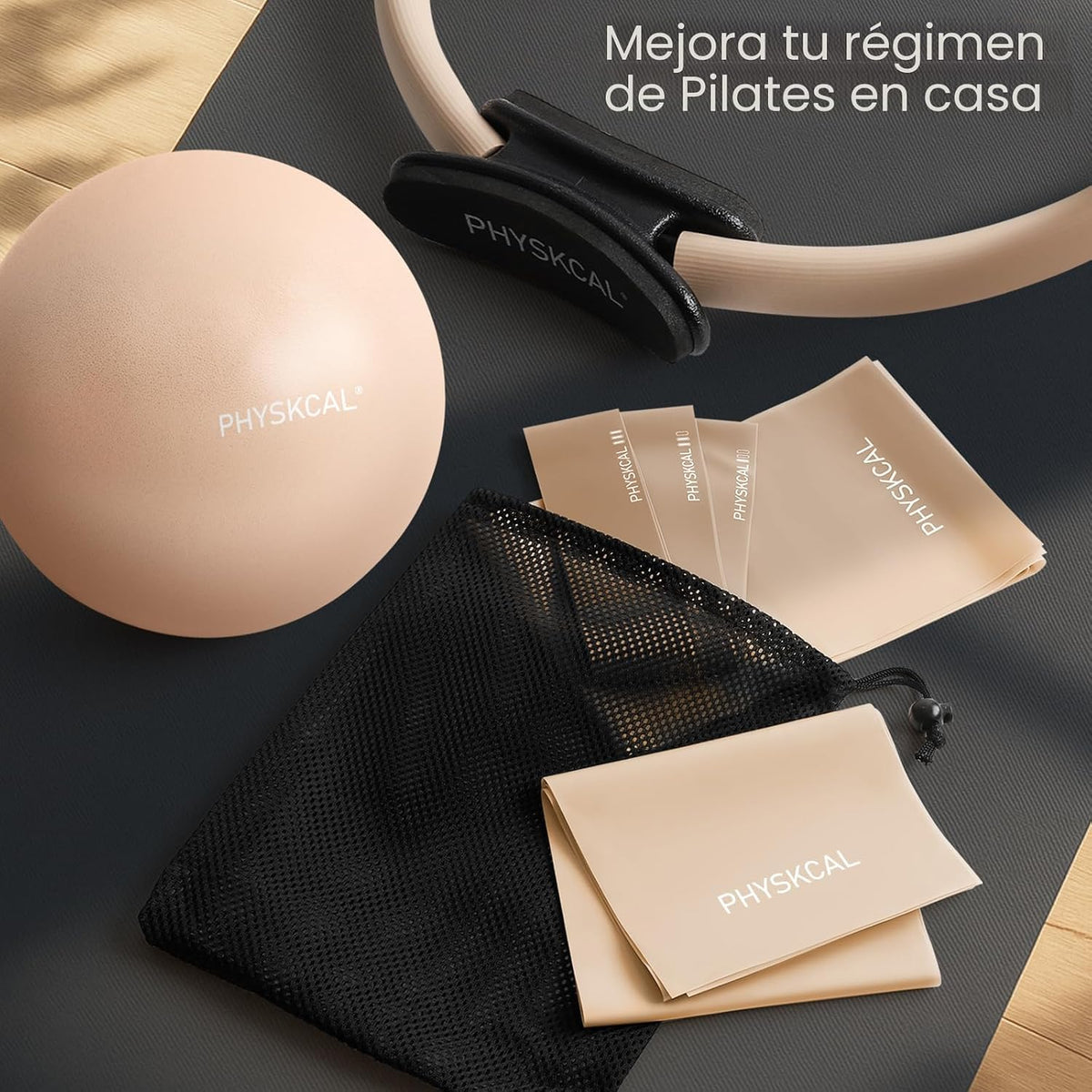 Kit de Pilates PhysKcal, anillo de pilates de 15 pulgadas con 1 bol...