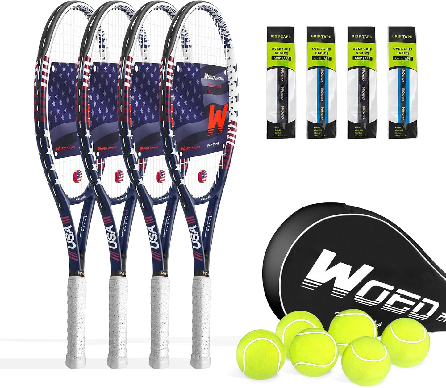 Juego de raquetas de tenis para adultos de 27 pulgadas, incluye raq...