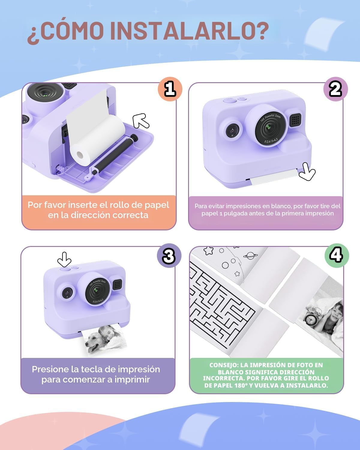 Cámara de impresión instantánea para niños, cámara instantánea para...