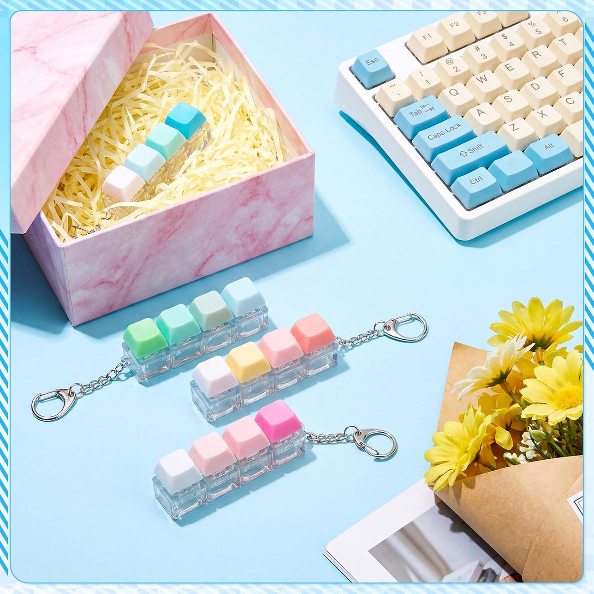 Halloscume Juguete antiestrés con teclado, Rosa Azul | Llavero 4 en...
