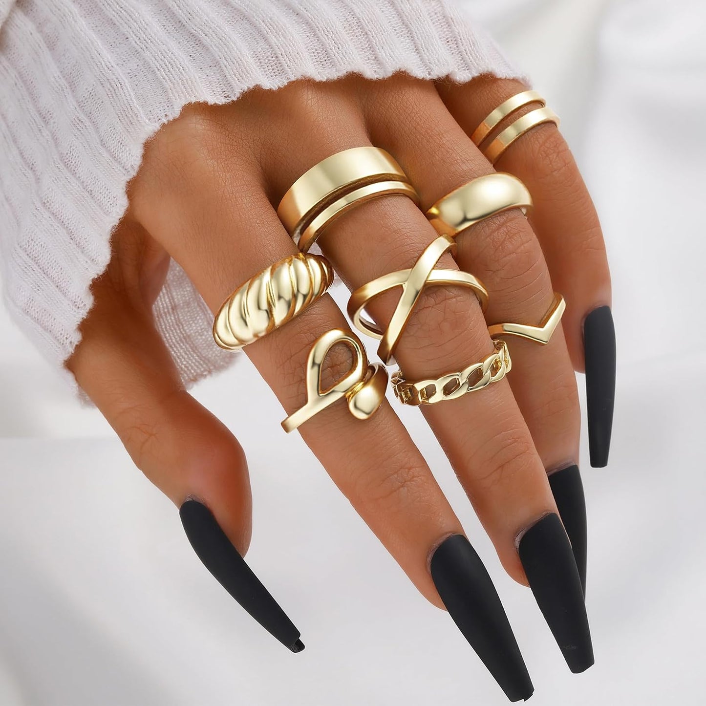 YEEZII Juego de 25 anillos dorados para nudillos para mujer, lindos...