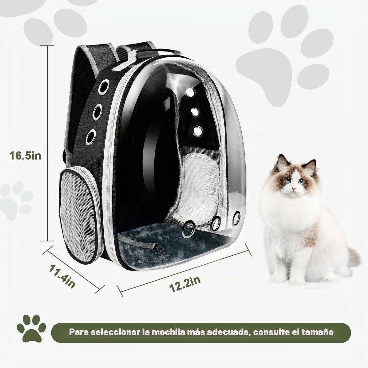Mochila transportadora para gatos, transportador de mascotas con di...