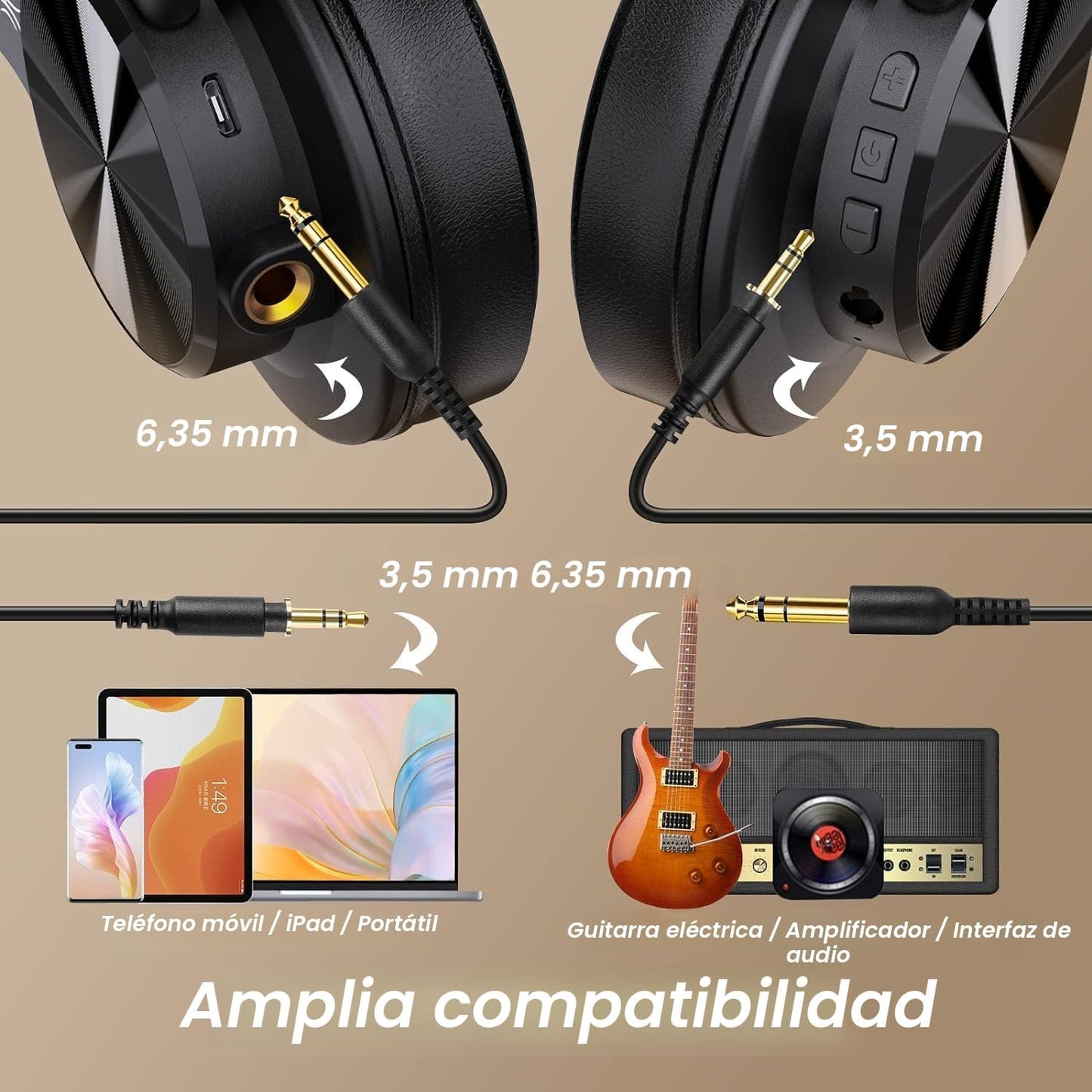 OneOdio A70 Auriculares Bluetooth para oído, auriculares inalámbric...