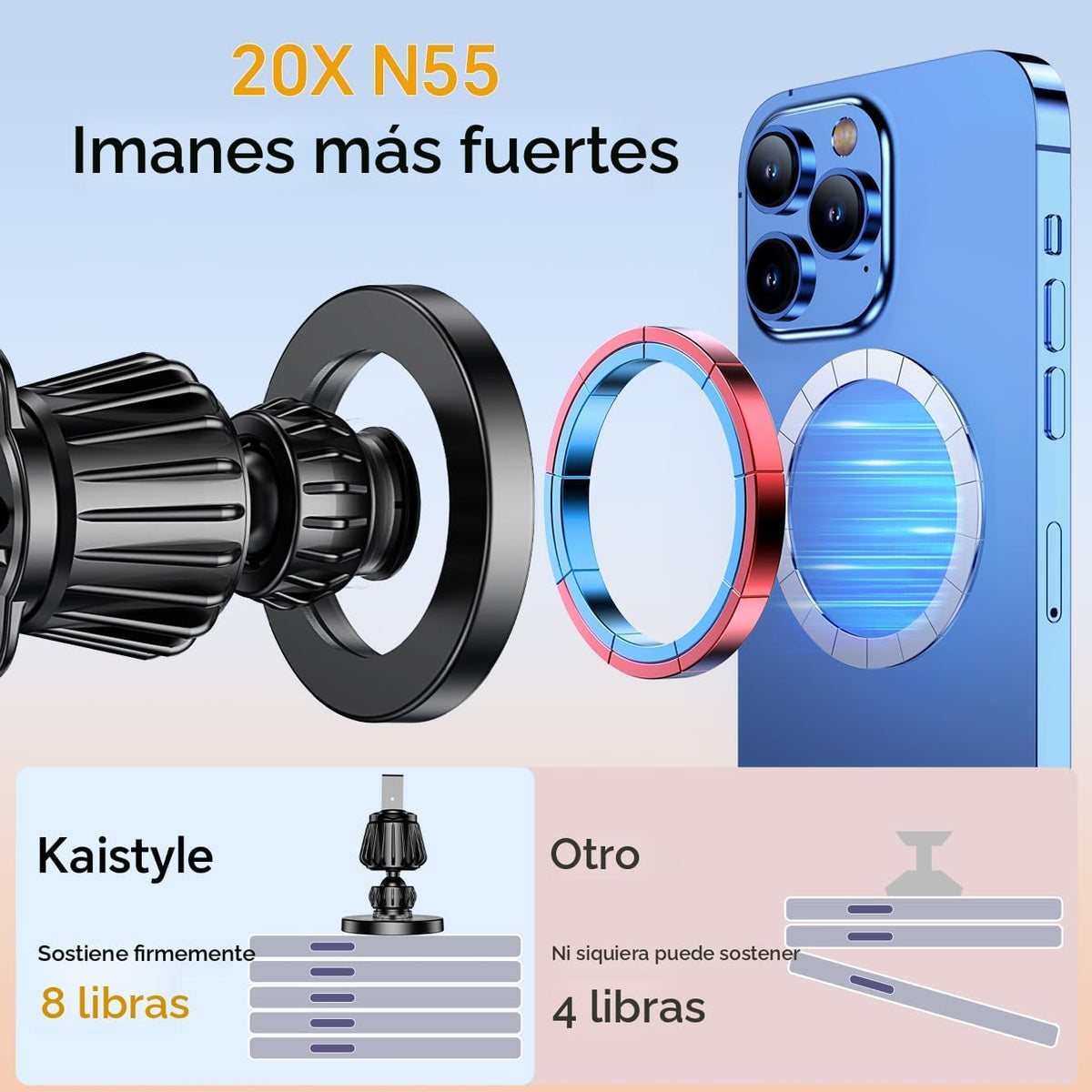 Kaistyle Soporte de coche Magsafe Imán fuerte【Imán fuerte】 Soporte...