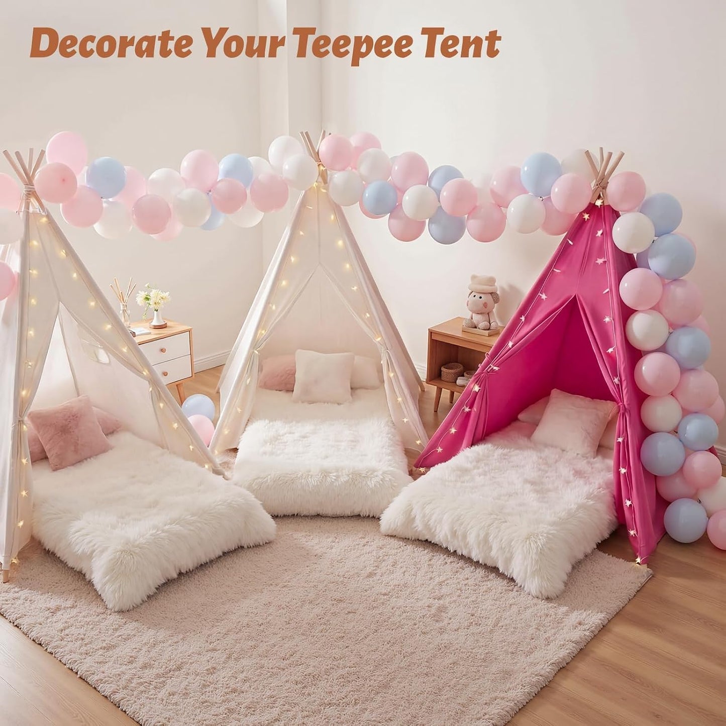 wilwolfer Paquete de 2 tiendas de campaña tipi para niños con cama...