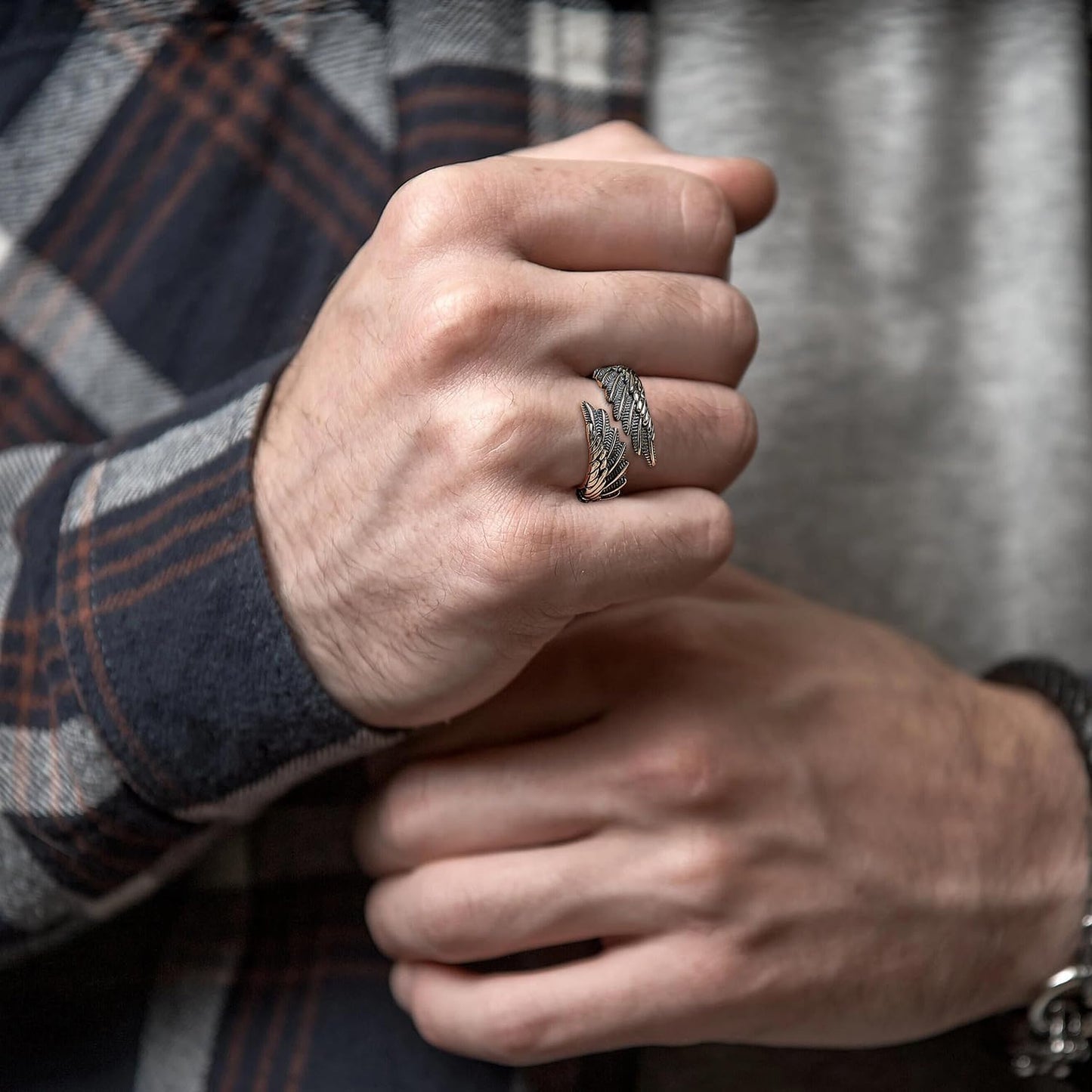 RIOSO Juego de 12 anillos vintage para hombre, con diseño de alas d...