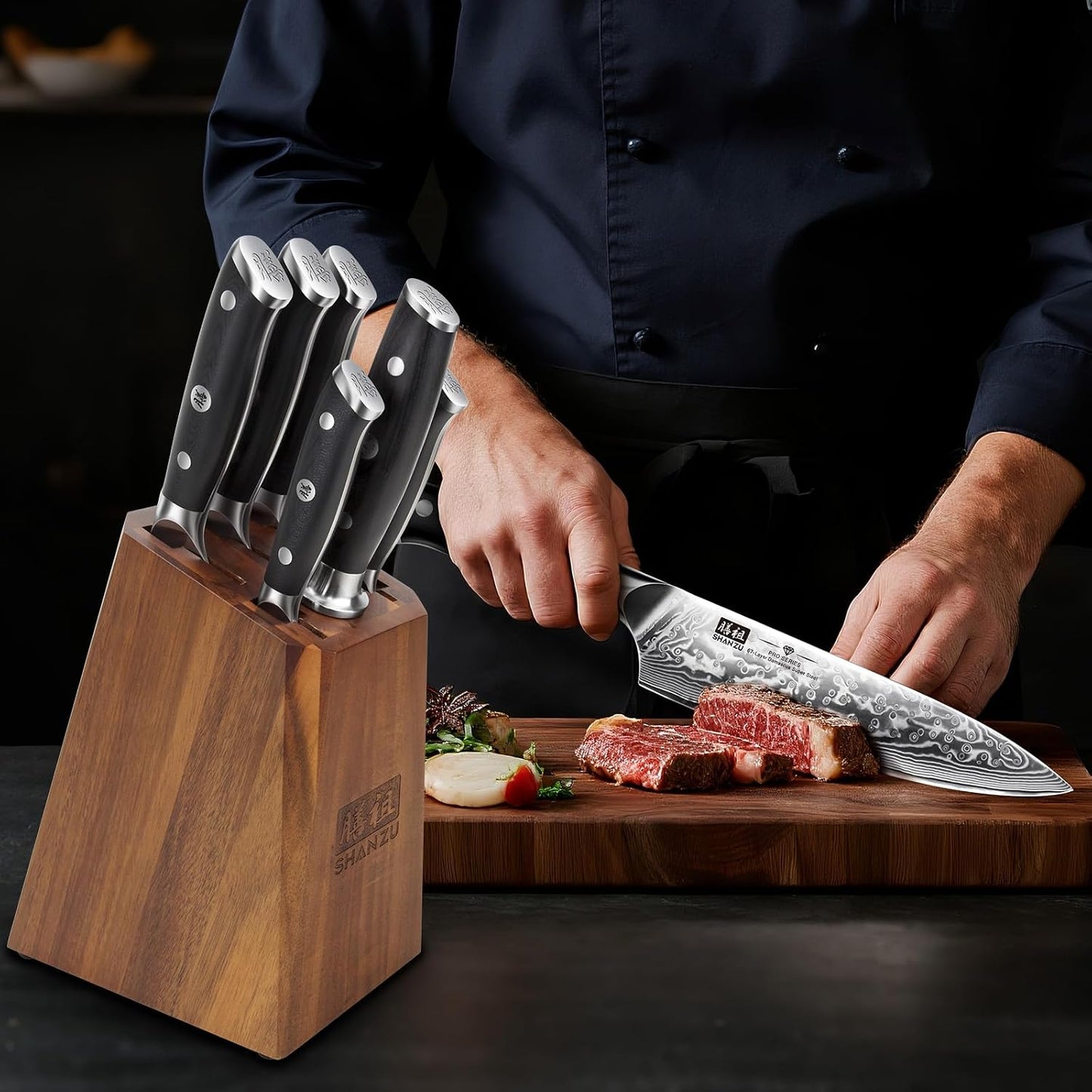 Juego de cuchillos de cocina de Damasco SHAN ZU, juegos de cuchillo...