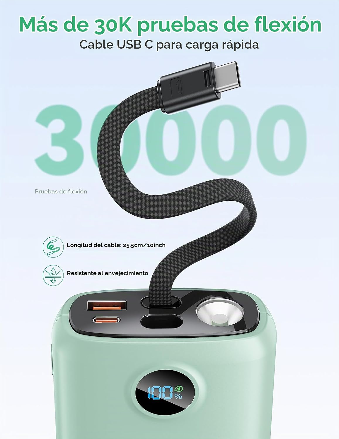 DIAMUAR Cargador portátil 20000mAh 45W, construido en cable USB C,...