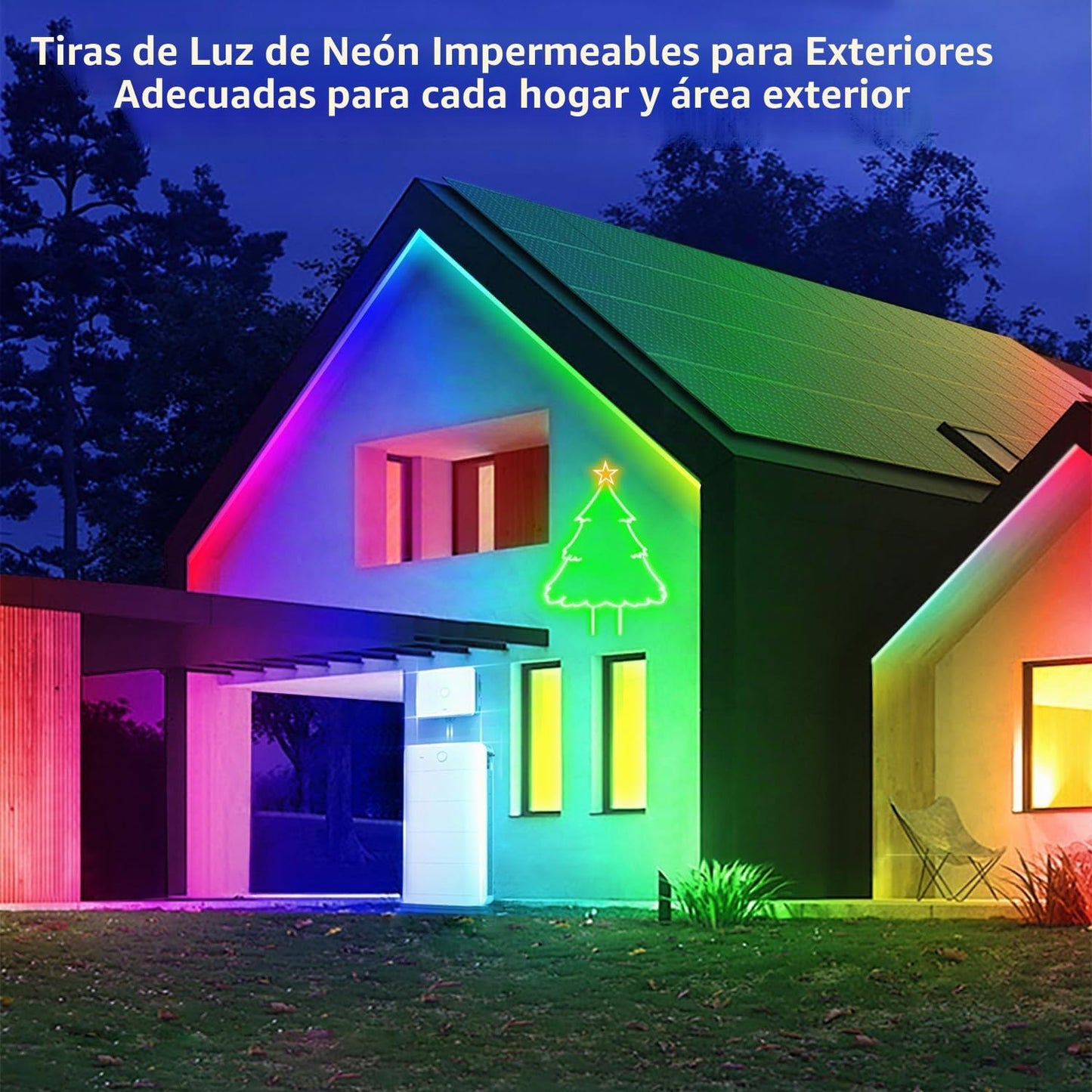 segrass - Tira de luces LED impermeables de 66 pies con control rem...