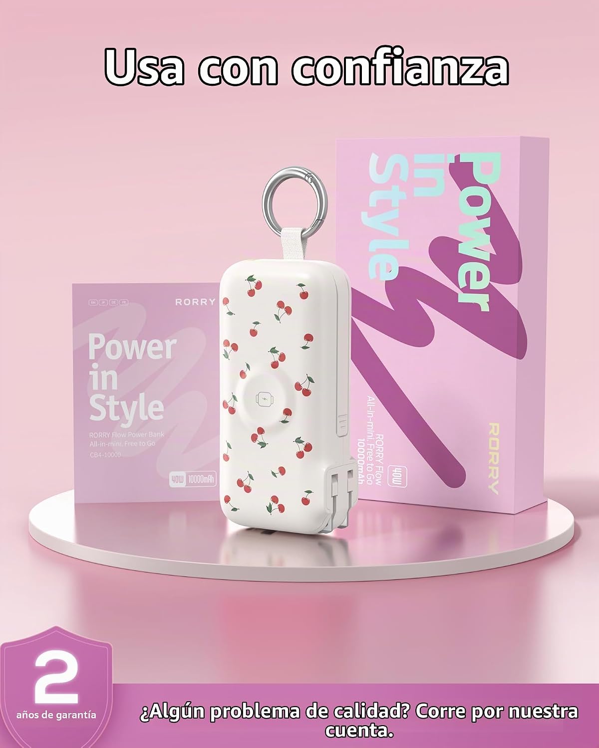 RORRY Cargador portátil de flujo 10000mAh 40W enchufe de pared Banc...