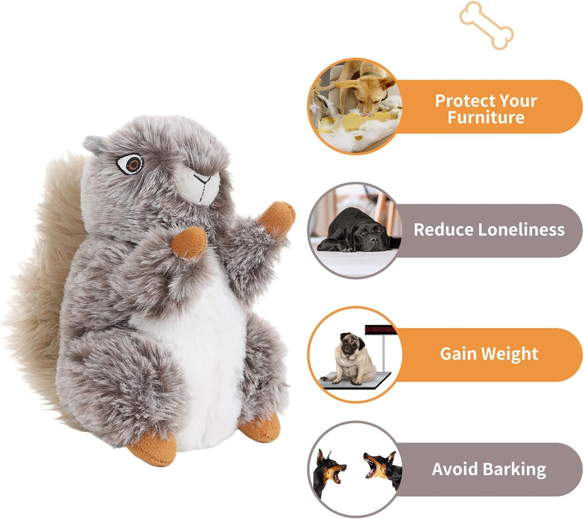DODODOLA Juguetes para Perros de Peluche Ardilla Animales de Peluch...