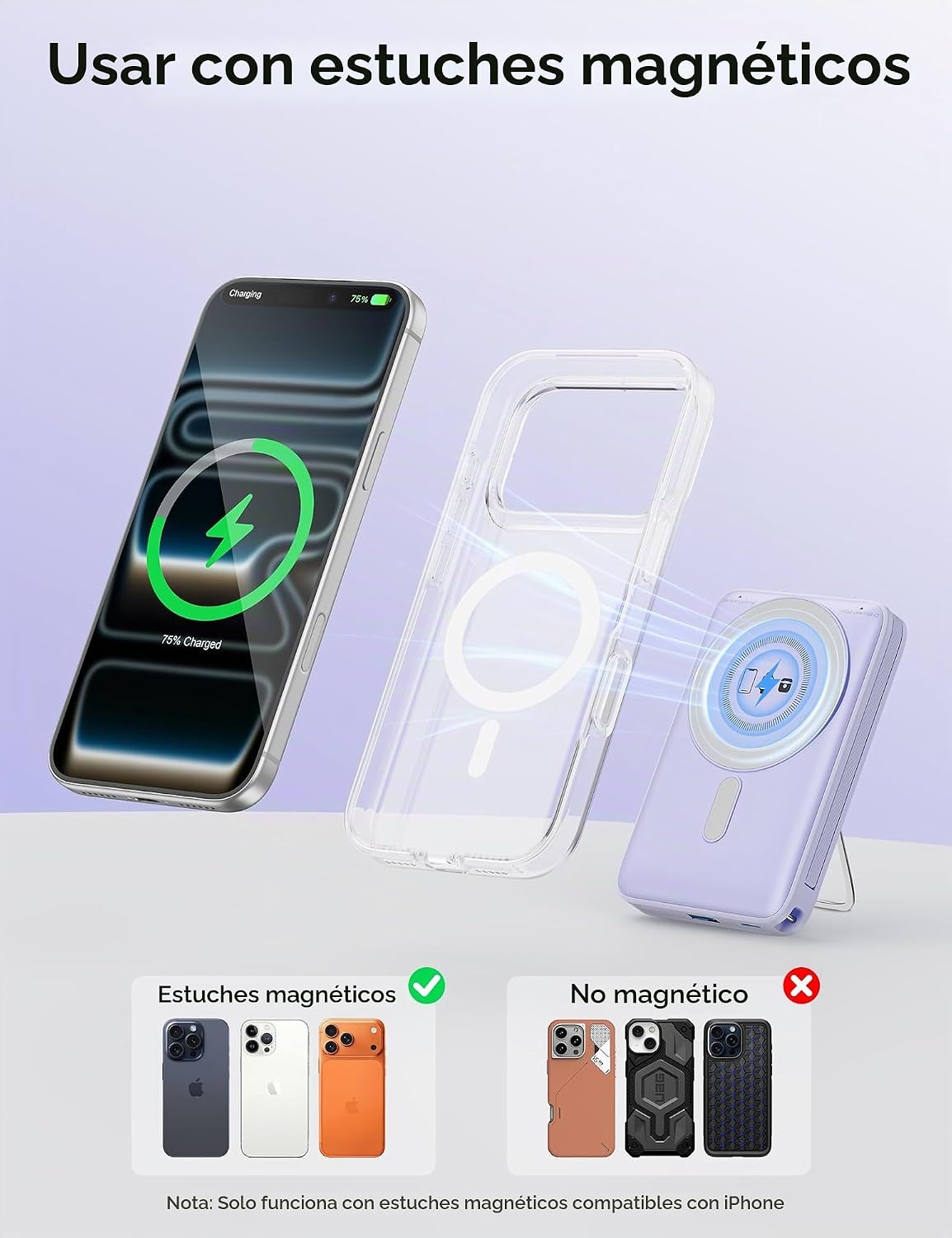 Cargador portátil magnético 10000mAh USB-C 20W Banco magnético del...