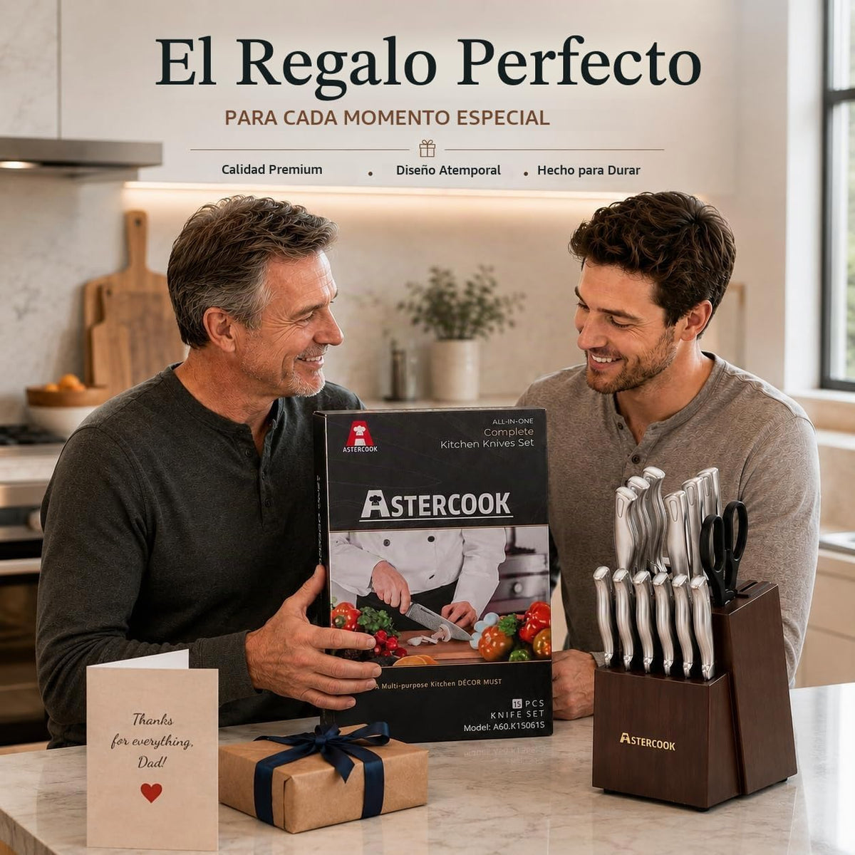 Astercook Juego de Cuchillos, Juego de Cuchillos de Cocina de 15 Pi...