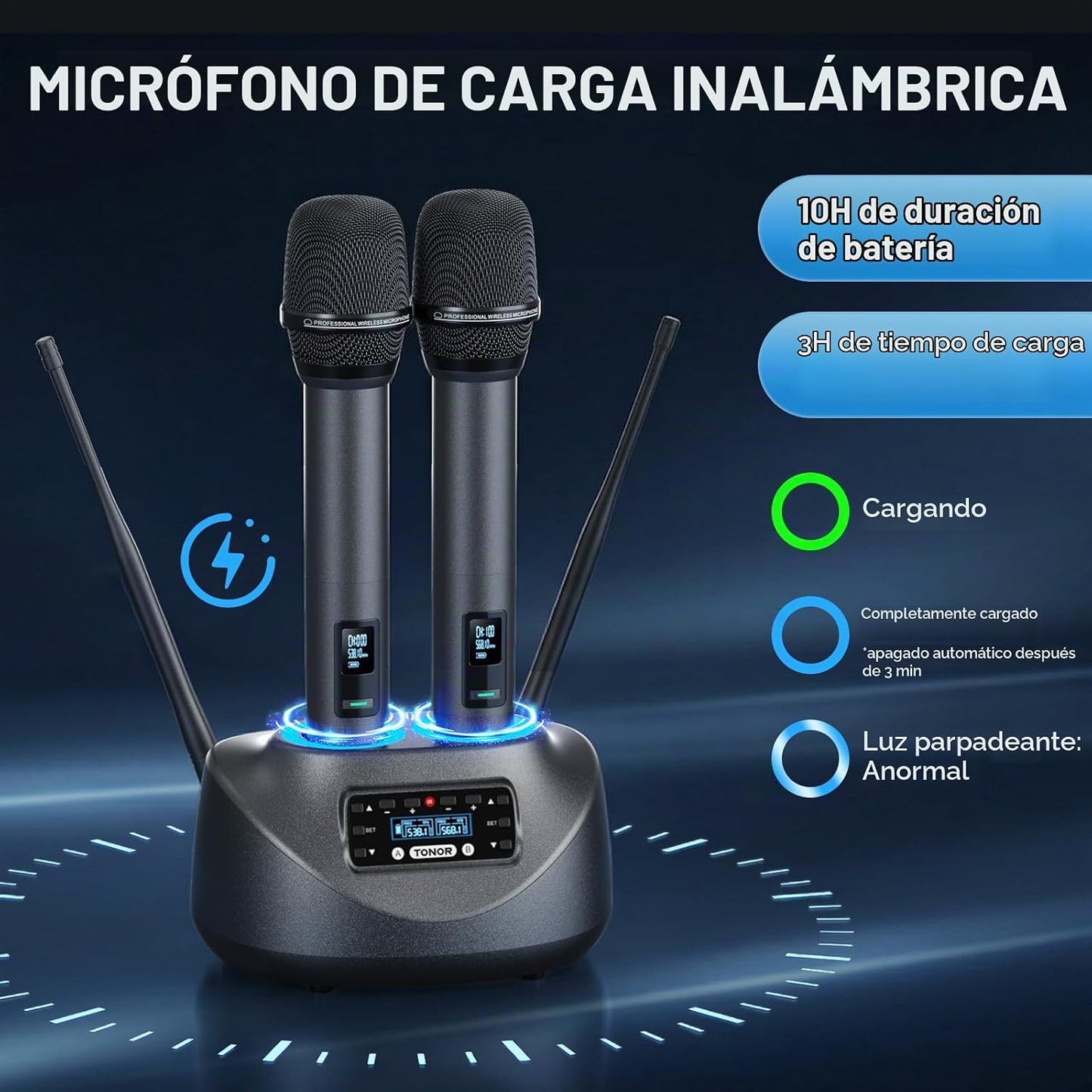 TONOR Micrófonos inalámbricos Bluetooth, sistema de micrófono inalá...