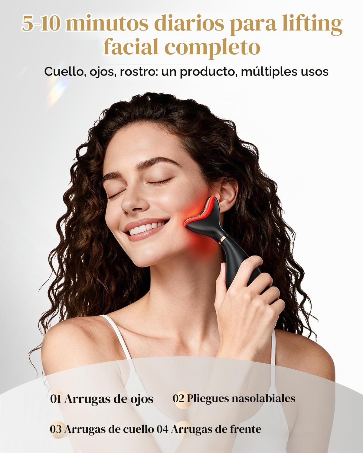 VTAZIY Masajeador facial 4 en 1, terapia de luz roja LED de 9 color...