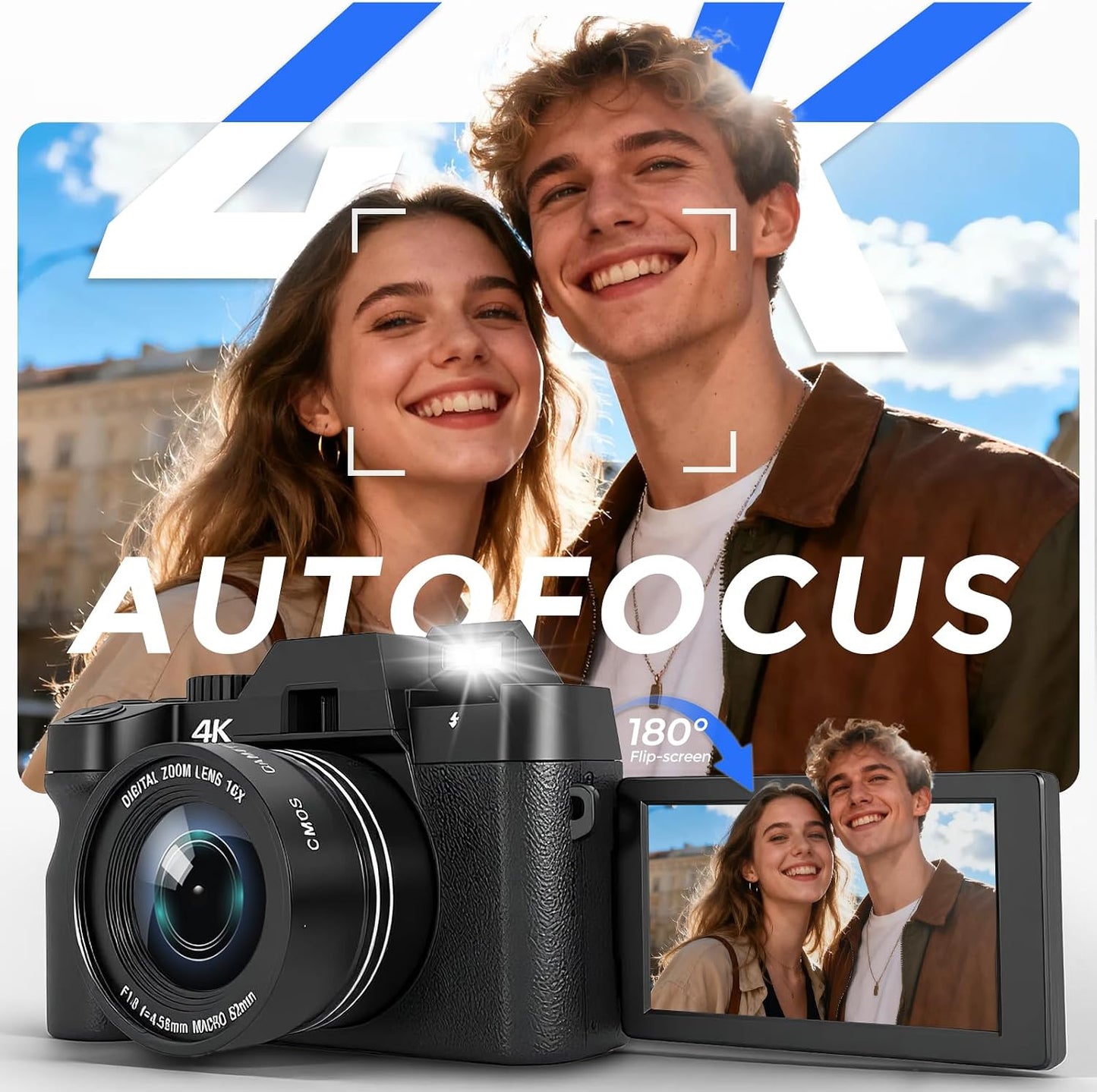Cámara digital 4K para fotografía con WiFi, cámara de videoblogs co...