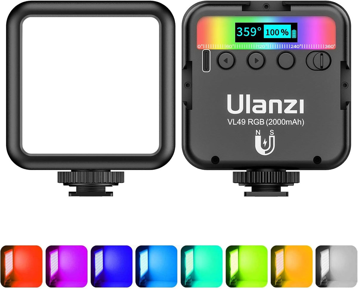 ULANZI VL49 Luces de Video RGB, Luz de Cámara LED 360° Color Comple...