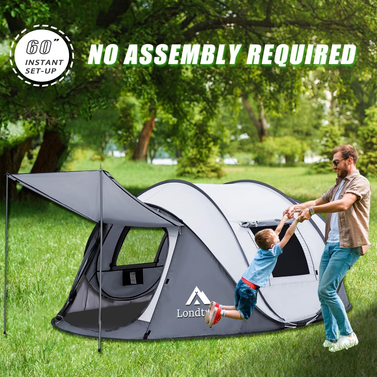 Tienda de campaña desplegable fácil para 4 personas, impermeable, c...