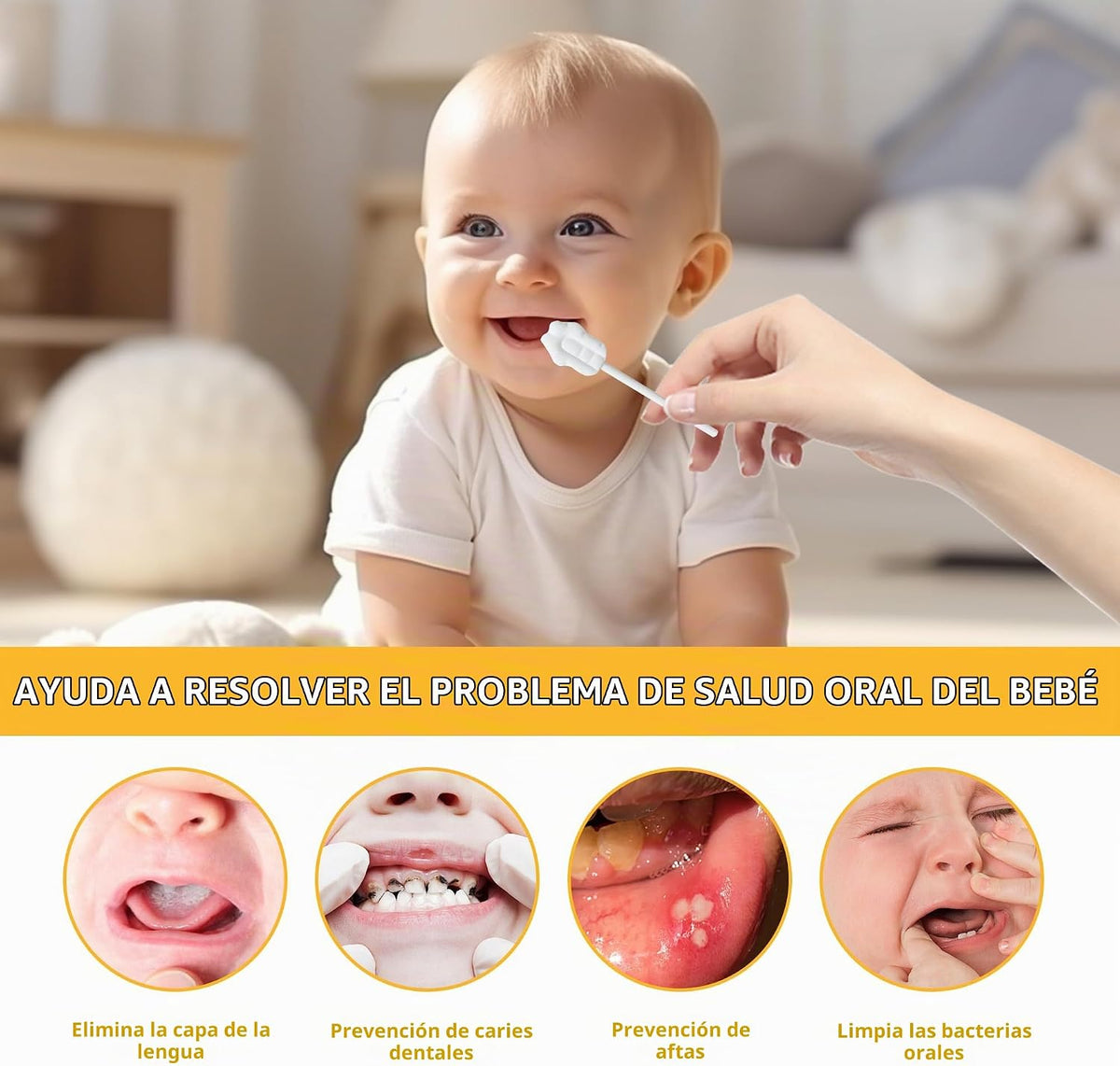 EASICUTI Limpiador de Lengua para Bebé Mejorado, 52PCS Cepillo de D...