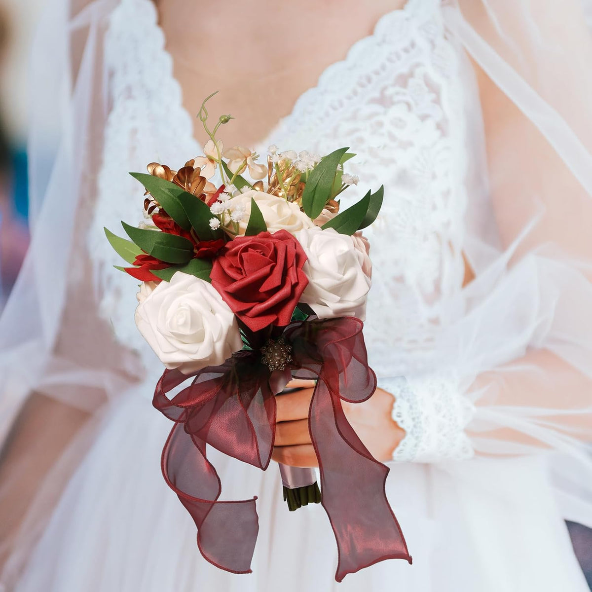 Ramos artificiales para novia y dama de honor, flor nupcial para bo...