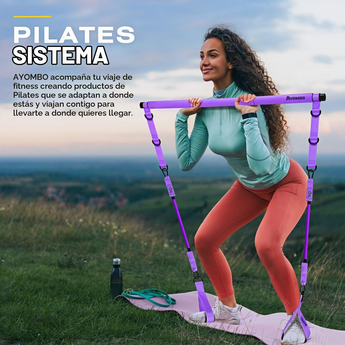 Kit de barra de pilates Ayombo con bandas de resistencia, equipo de...