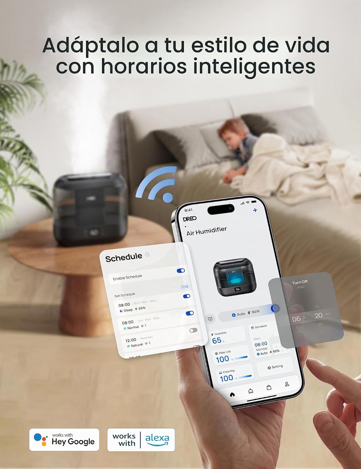 DREO Humidificadores inteligentes para dormitorio, filtro incluido,...
