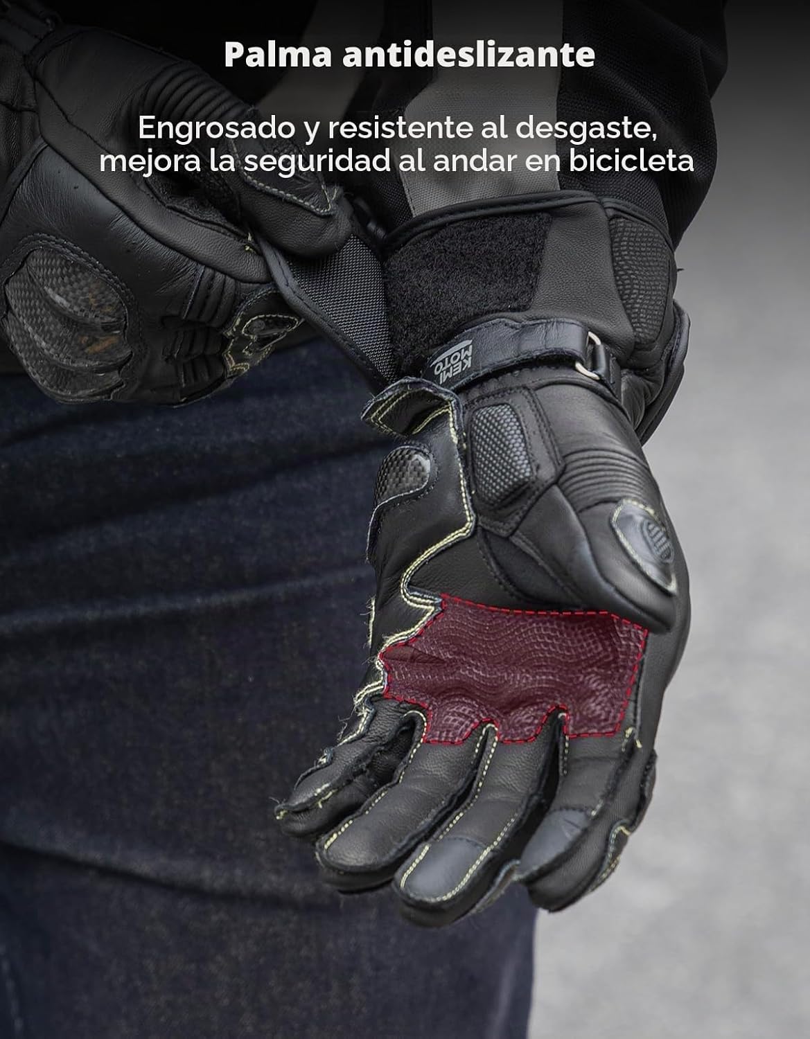 KEMIMOTO Guantes de cuero para motocicleta para hombres y mujeres,...