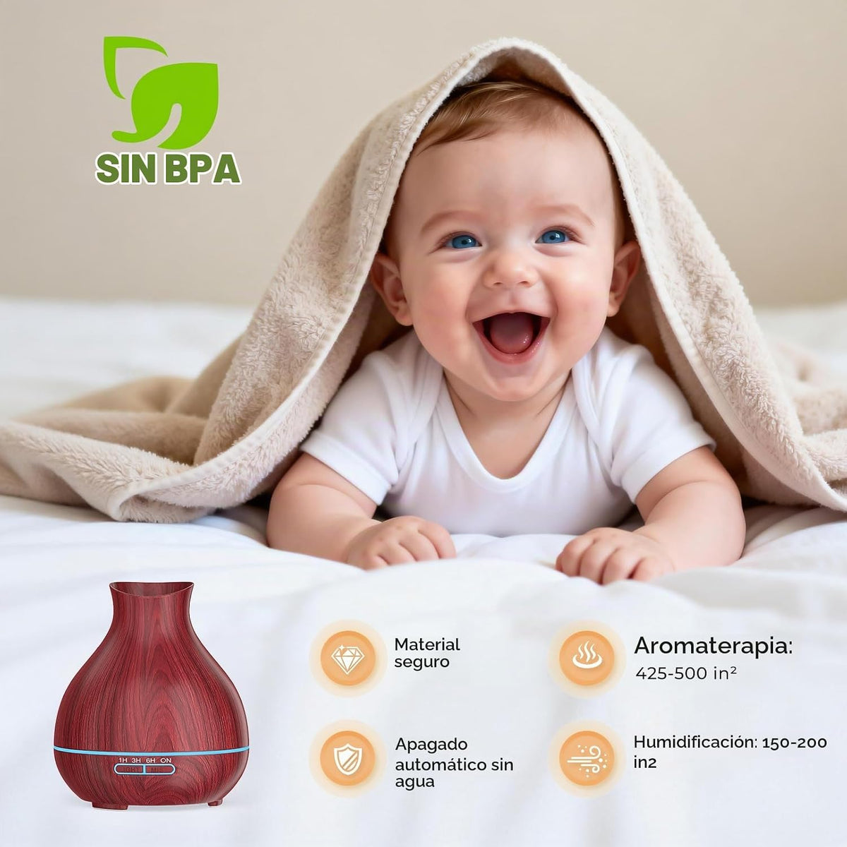 BZseed Difusor de aceites esenciales para aromaterapia 550ml 12 hor...