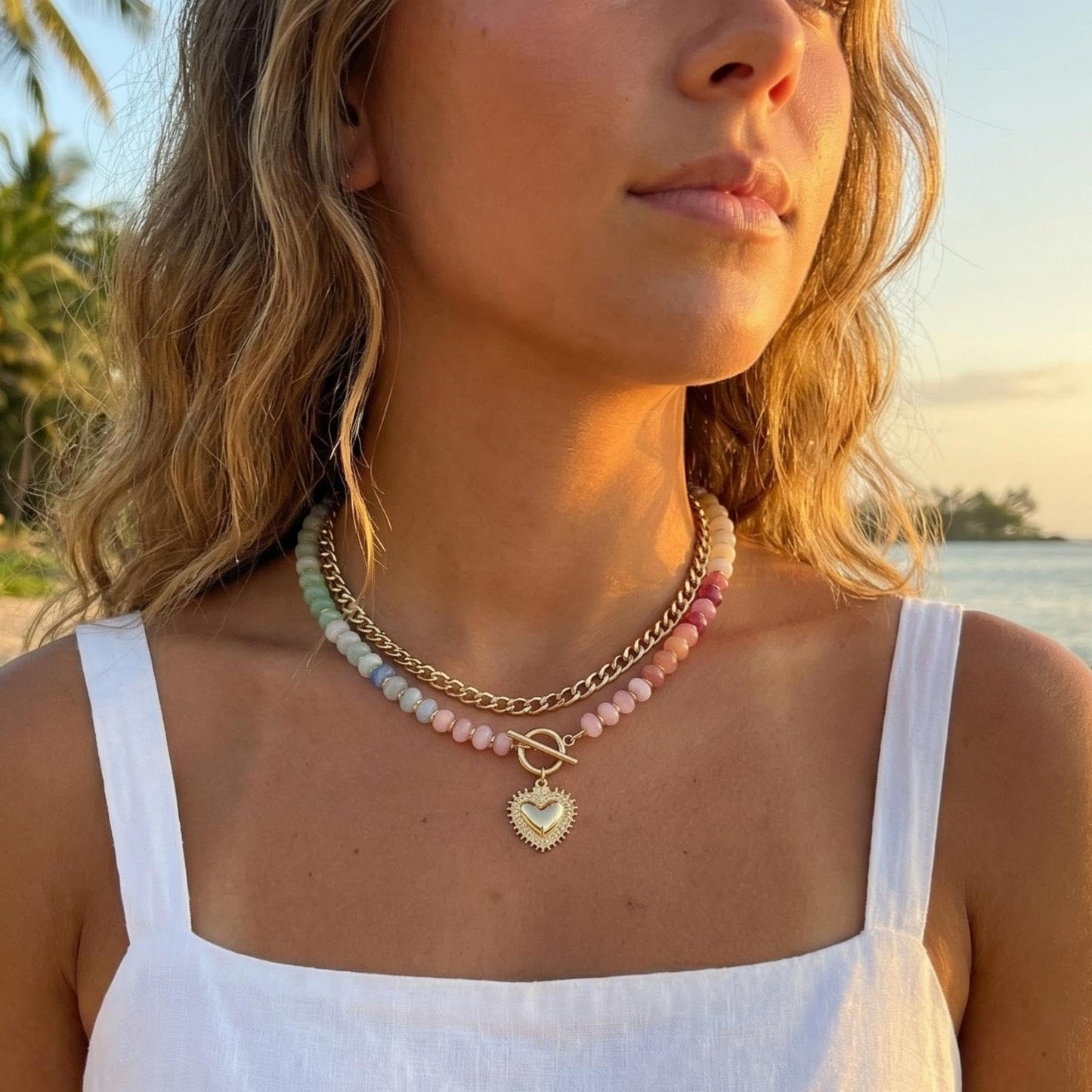 Frigotine - Collar con colgante grueso de oro y plata para mujer, g...