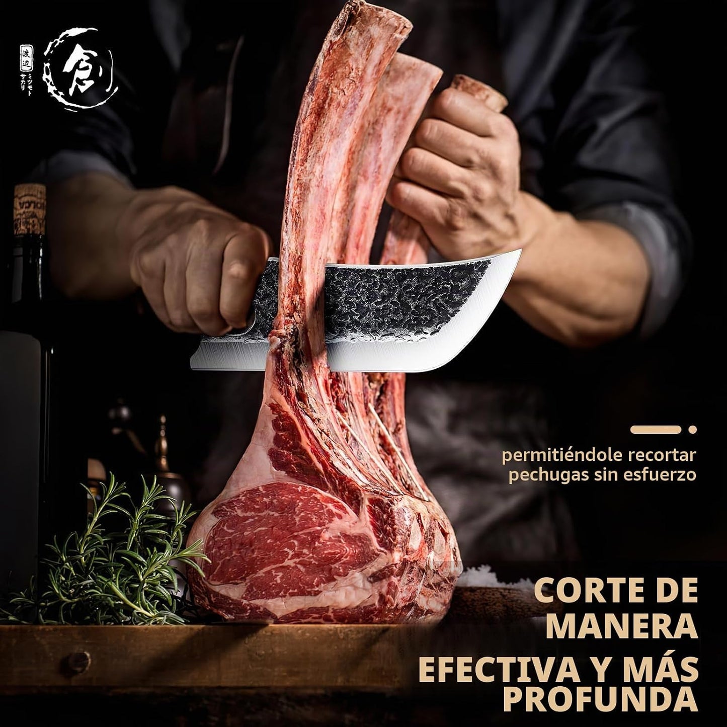 DRGSKL Cuchillo de carnicero forjado a mano con funda de cinturón y...