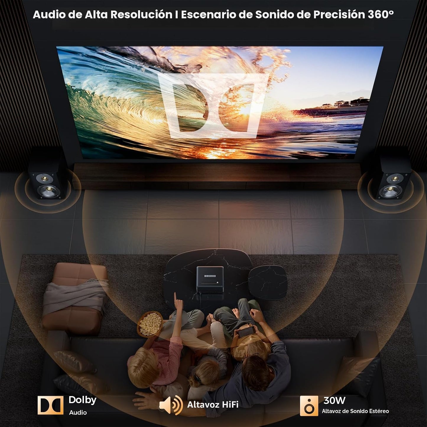 Proyector inteligente GooDee 4K con WiFi 5G 6 y Bluetooth, ToF AI A...