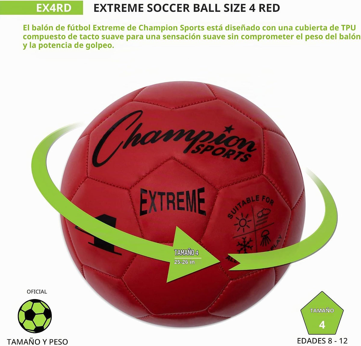 Champion Sports Extreme Series - Balón de fútbol \u2013 Tamaños 3,...