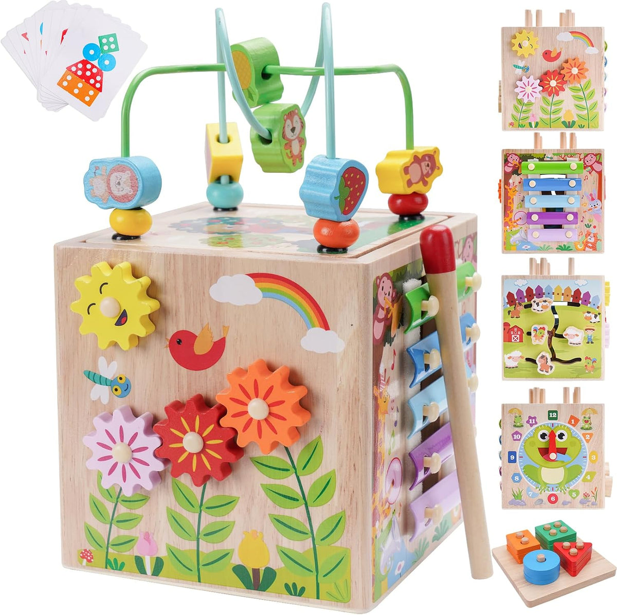 Cubo de Actividades de Madera | Juguetes Montessori para Niños Pequ...