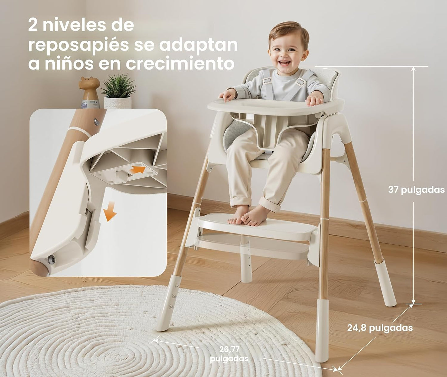 Mloong Silla alta para bebés y niños pequeños, sillas altas ajustab...