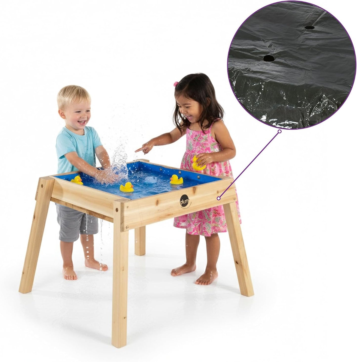 Plum® Mesa de madera para arena y agua con cubierta, juguetes senso...