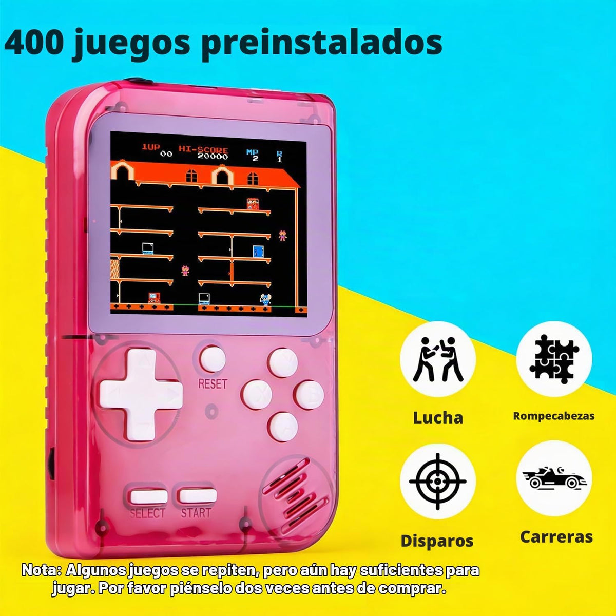 Consola de juegos portátil para niños precargada 400 juegos clásico...