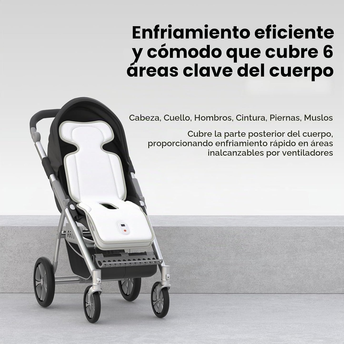 Almohadilla de refrigeración para cochecito de bebé con 2 sopladore...