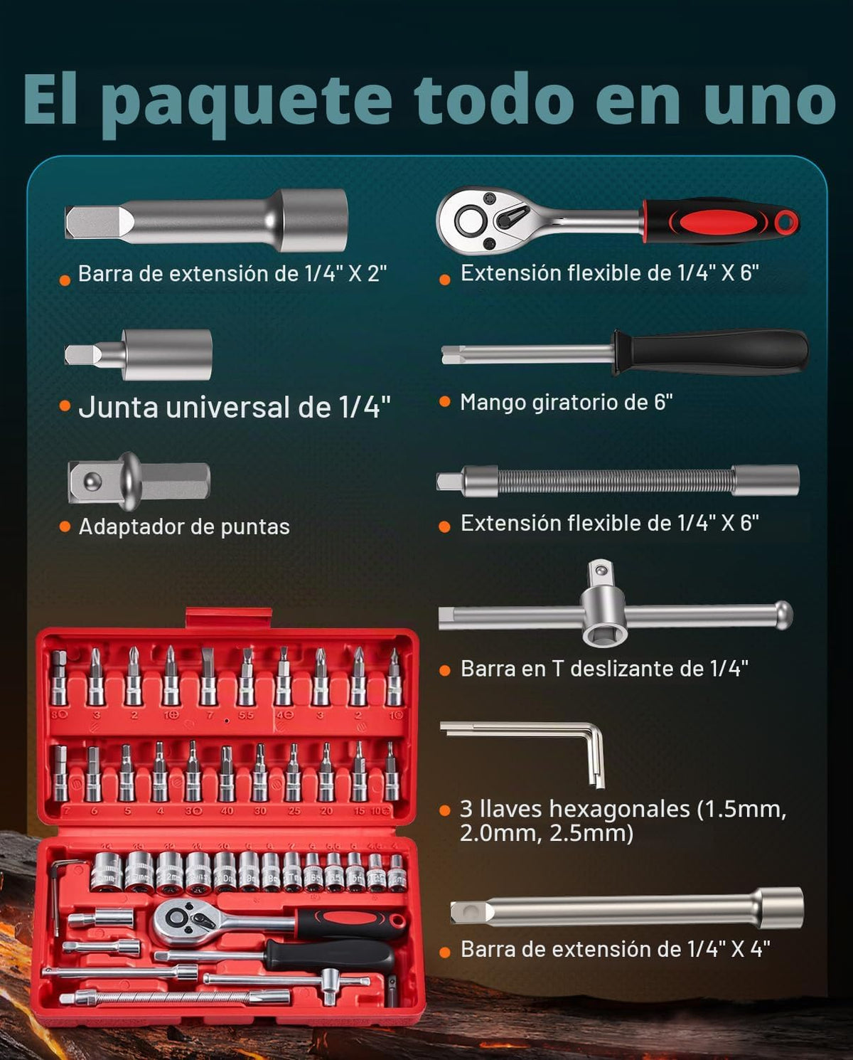 Seesii Llave de impacto de 1000 N.m (738 pies-libras) y 46 piezas d...