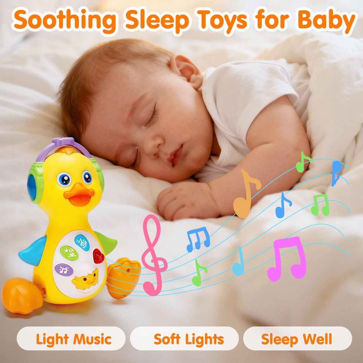 Tsomtto Juguete musical de pato y proyector de océano para bebés |...