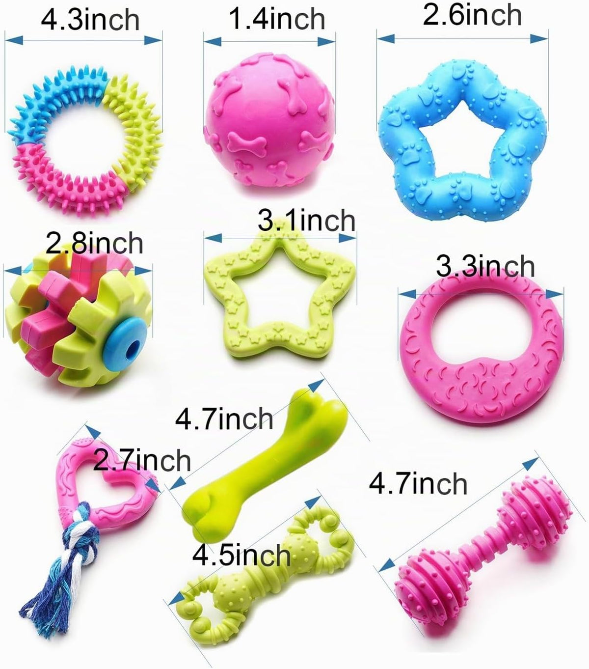 Juguetes masticables para cachorros para dentición, paquete de 17 j...