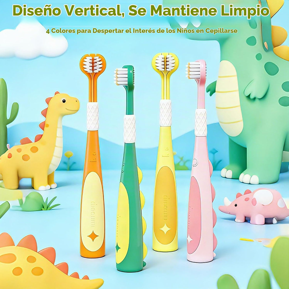 Paquete de 4 cepillos de dientes para niños pequeños, eficientes y...