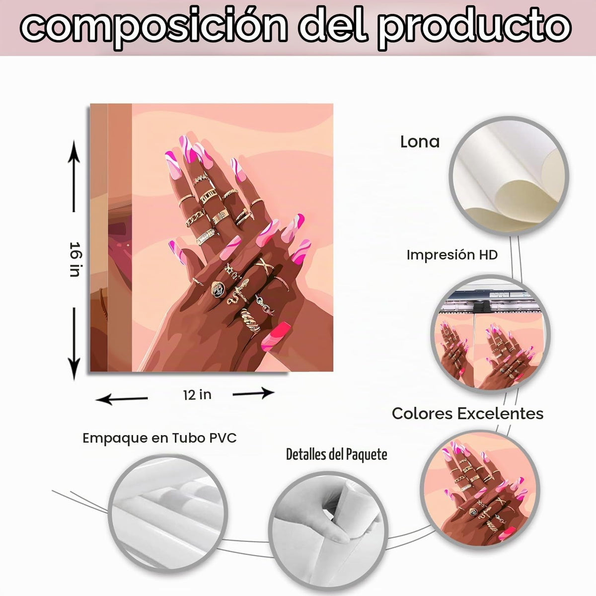 Conjunto de 3 pósters de pared de niña negra en tonos rosa, arte af...