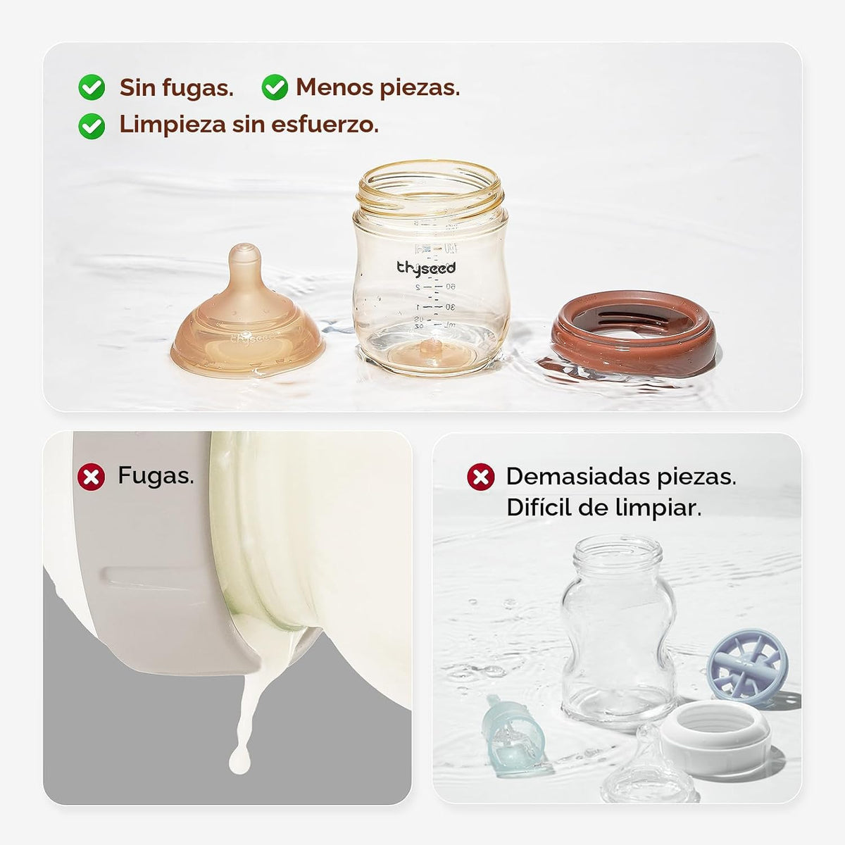 Thyseed Botella Natural Anti-Cólico para Bebés (PPSU, 0+ Meses (5 O...