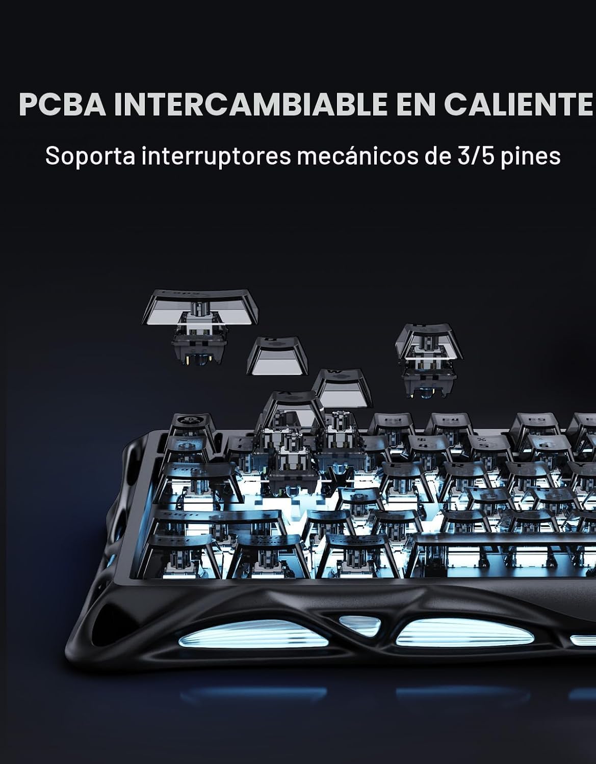GravaStar Teclado mecánico inalámbrico para juegos Mercury K1 75% c...