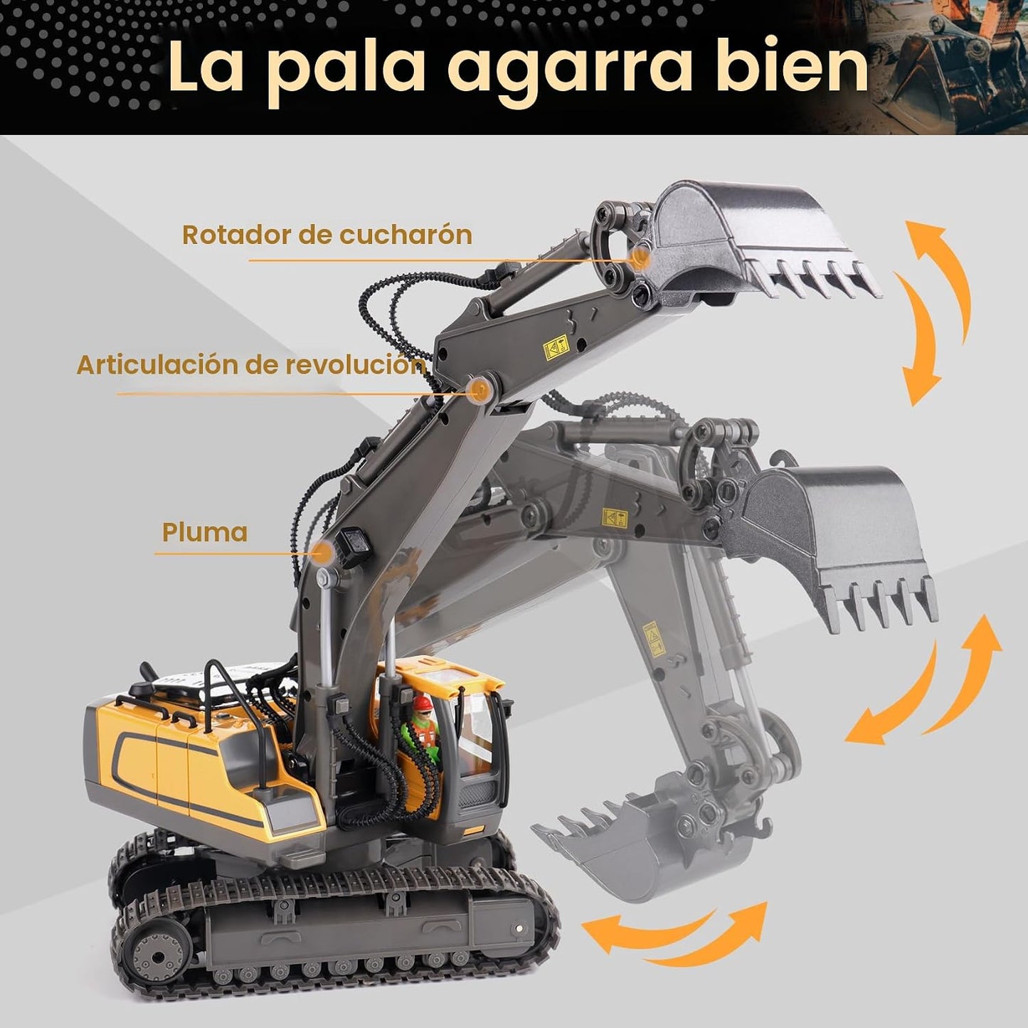 PREPOP Juguete de Excavadora con Control Remoto para niños de 6 a 1...