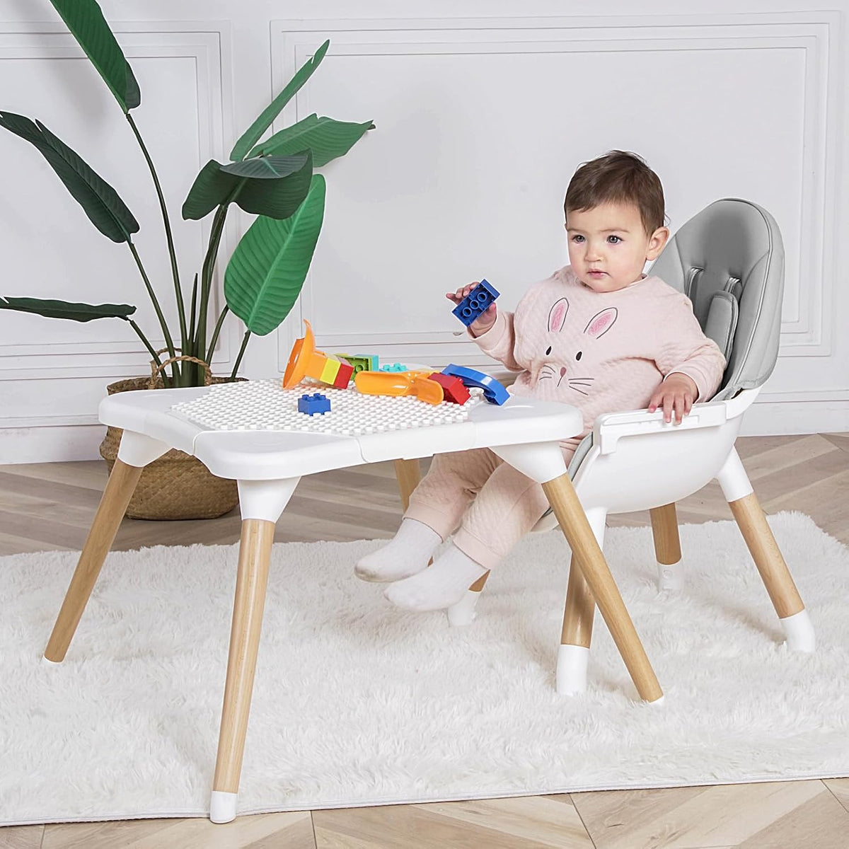 Silla alta 6 en 1 para bebés y niños pequeños, silla alta convertib...