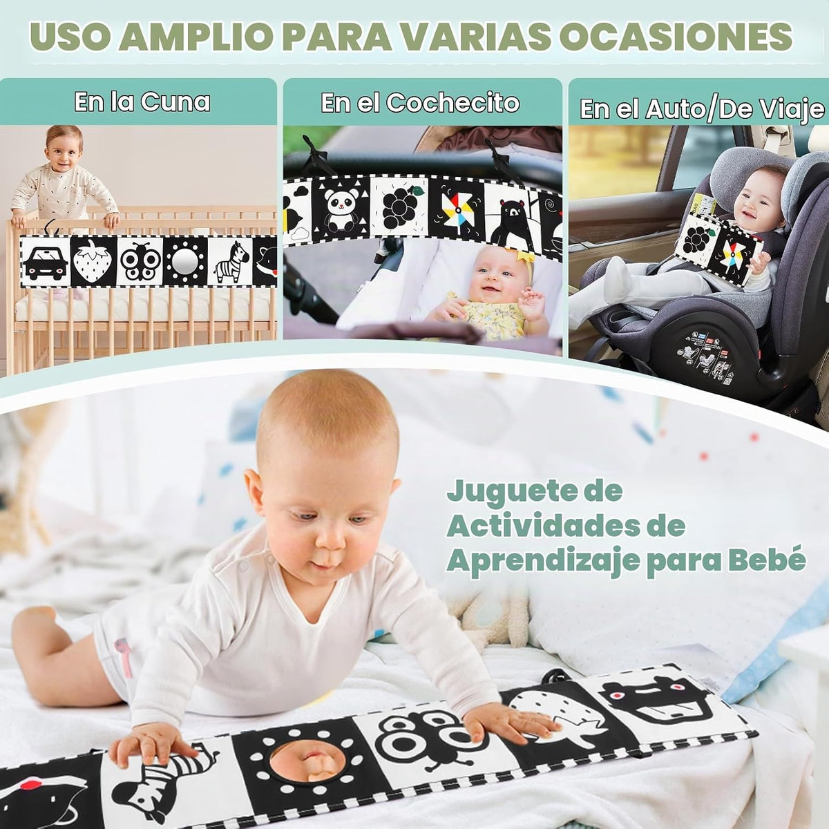 BBWOO Juguetes de alto contraste para bebés recién nacidos, juguete...