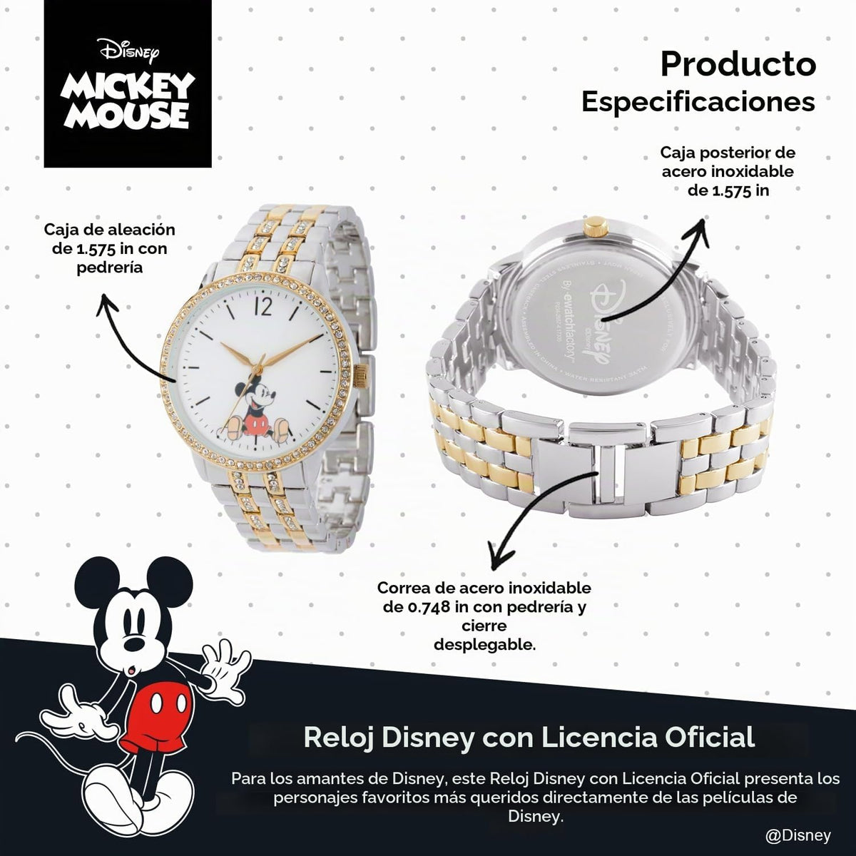 Reloj Mickey Mouse para mujer, elegante y divertido, reloj de Micke...