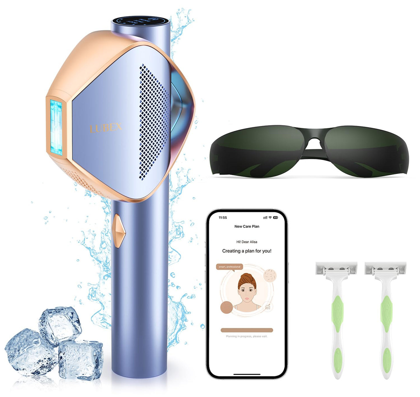 LUBEX Depilación láser IPL permanente inteligente para mujeres y ho...
